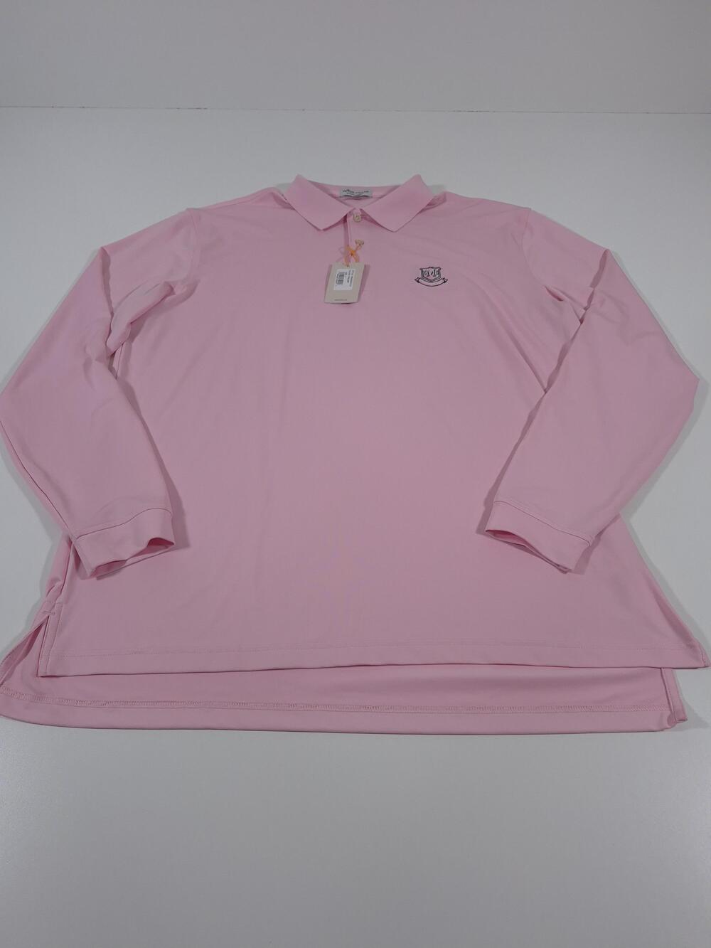 Peter Millar Polo Shirt Mens L Pink Summer Comfort Golf Stretch Long Sleeve Logo